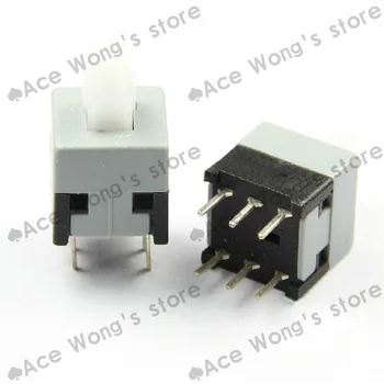 (50KS/LOT) 8,5 mm x 8,5 mm Push Hmatové Power Micro Switch Self lock On/off tlačítko