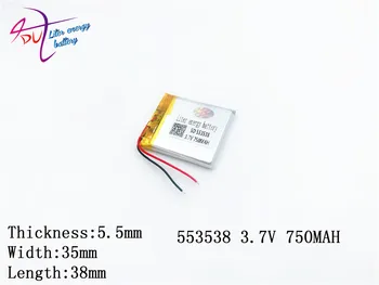 553538 553540 Litr Energie 3.7 v Dobíjecí Lithium Polymer Baterie 750mah Mp3/4/5 Bluetooth Rádio Baterie Monitorování