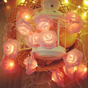 6M 40LED Růžové Růže Květ, LED Víla Světla Dovolenou String Světla, Bateriový Valentýna Svatební Party Vánoční Dekorace