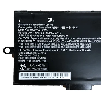 7.4 v 36wh 4.75 mah 00HW010 Originální baterie Notebooku Pro Lenovo ThinkPad Helix 2 00HW004 00HW005 00HW010 00HW011 SB10F46442 448 443