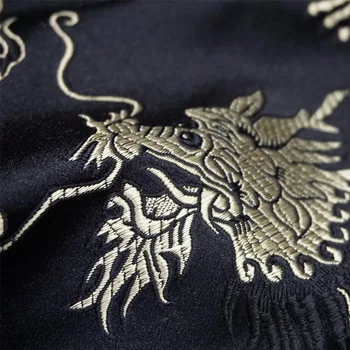 75cmx 100cm Metallic Jacquard, Brokát Tkaniny, černý drak 3D vzor jacquard příze barvené tkaniny pro Dámské Kabát, Šaty, Sukně