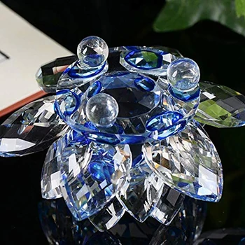 80/100/120/140/200 mm 1ks Modrá Barva Crystal Lotus Flower Těžítko Pro Feng Shui Home Dekor Kancelářské Sbírky