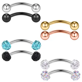 8KS 20G Ferido Crystal& Shiny Ball Zakřivené vzpěračská Činka Obočí Ucho Prsten Piercing Šperky 8mm 10mm