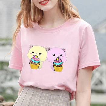 90 Tričko Fashion Graphic Top Tee Ženy Kawaii Cupcake Harajuku Vtipné Anime Shirt Ženy Ullzang Legrační Karikatura T-shirt Grafiky