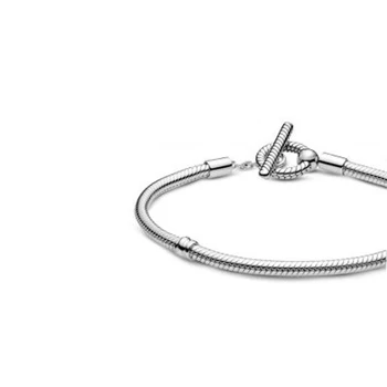 925 Sterling Silver 2020 Na Podzim Nové Příjezdu T-Bar Had Řetěz Náramek Stříbrný Náramek Pro Ženy, Fit Původní Kouzlo Šperky