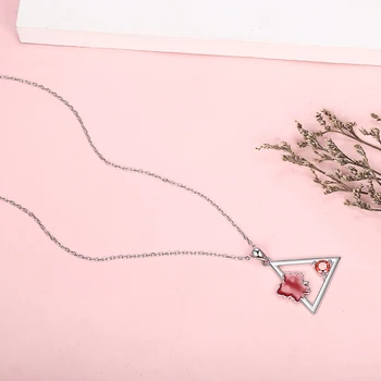 925 Sterling Silver Geometrie Maple Leaf S Červená smaltovaná Řetězce Přívěsek Náhrdelník Módní Šperky Pro Ženy podzimní Dárek Zdarma Loď
