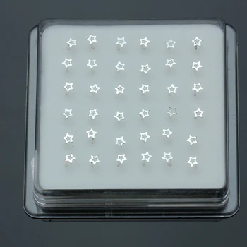 925 Sterling silver Nos hřeby pin Nose piercing šperky, 36pcs/set