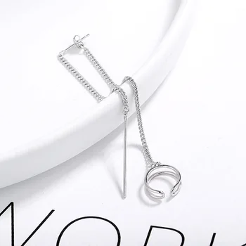 925 sterling silver náušnice osobnost design Ušní klip kruh dlouhé Řetězce ucho line bez Propíchnout uši, žena, holka, ucho šperky