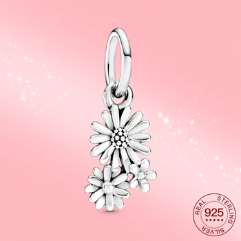925 Sterling Silver Přívěšek Čerstvé květiny Kouzlo Fit Originální Stříbrný Náramek Vhodný Pro Ženy DIY Šperky