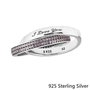 925 Sterling Silver Sladká Slibuji, že tě milovat Prsten s Růžovým CZ se Hodí Pro Módní Šperky pro Přítelkyni, Manželku Ženy Valentine Dárek