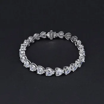925 Sterling Silver Srdce Nakrájíme Vytvořil Moissanite Drahokam Náramek Diamond Charm Náramky Zásnubní Svatební Velkoobchod Dárek