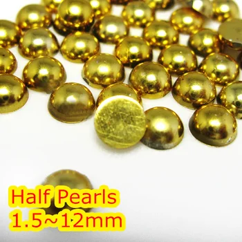 AAA+ Jelly Gold Hematit, 1,5 mm,2mm,3mm,4mm,5mm,6mm,8mm,10mm,12mm Plochá zadní plast ABS kolem Půl Perly, korálky.