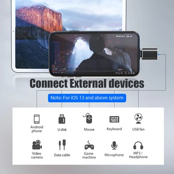 !ACCEZZ USB 3.0 OTG Adaptér Osvětlení Pro iPhone 11 Pro Max X XS 7 8 Adaptér pro Nabíjení Fotoaparátu, Klávesnice U Disk Converter Pro iOS 13