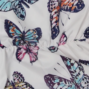 Adogirl Butterfly Print Ležérní Dvoudílný Set Křížem Krážem Vydlabat Crop Tank Top Ruched Vysoké Pasu Tužka Kalhoty Žena Tracksuit