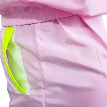 Adogirl Plus Velikost S-3XL Barva Patchwork Ležérní dvoudílný Set Dámské Tepláky Zip Krátký Rukáv Tričko + Letní Šortky Oblek