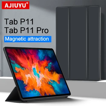 AJIUYU Pouzdro Pro Lenovo Tab P11 Pro 11.5 11 Tablet PU Smart Shell Stand Kryt ochranný TB-J706F 606F Silné Magnetické Adsorpce