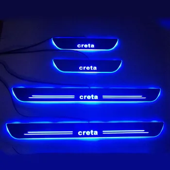Akrylové Pohybující se LED Vítejte Pedál Auto Šoupat Deska Pedálu Prahu Dráhy Světla Pro Hyundai creta ix25-2020