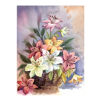 Akvarely Květin Koš Clematis Diamond Malování Kulatý Plný Vrták Květinové Nouveaute DIY Mozaika Vyšívání 5D Cross Stitch