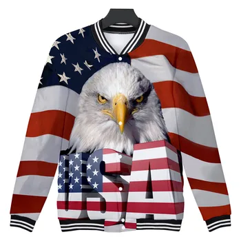 Americká Vlajka Orel 3D Tištěné Bunda Kabát Muži Ženy Vysoce Kvalitní Streetwear Mikina módní Vlajka USA Bundy Oblečení