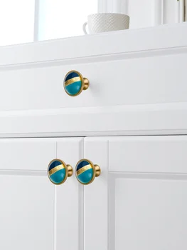Americký skříň rukojeť dveří světla luxusní zlatý Evropský styl rukojeti kuchyňské skříňky šuplíku Modré keramické nábytek rukojeť