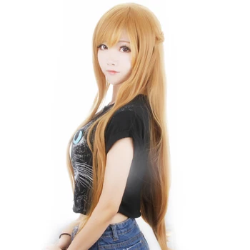 Anime Sword Art Online Yuuki Asuna Paruky SAO Yuki Asuna Oranžové Syntetické Vlasy Perucas Cosplay Paruka + Čepice Paruka