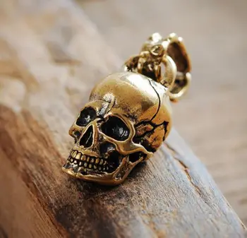 Antiqued Mosaz Měď Lebky Kovové Zlaté Přívěsky Přívěsek klíčenka Fob Přívěsky Pánské Kroužek na Klíče Skeleton DIY Doplňky pro Muže