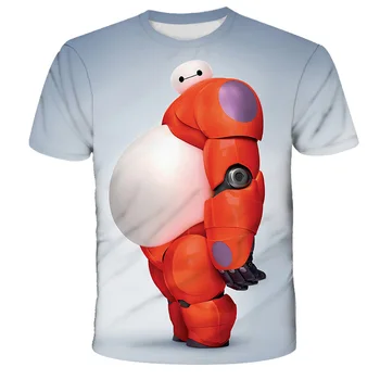 Big Hero 6 Cute Boy T-shirt 3D Tištěné Grafiky Ležérní Oblečení pro Děti Cartoon dětské Letní-Krátký rukáv 4-14Y