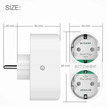 BlitzWolf 16A 2 V 1 Dual EU Plug Inteligentní WIFI Zásuvka napájecí adaptér smart plug socket outlet Dálkové Ovládání Časovač Pracovat s Alexa