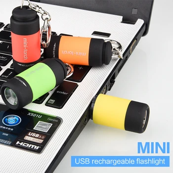 BRELONG LED Mini Svítilna Kapesní Klíčenka Svítilna USB Nabíjecí Oslnění Malou Baterku pěší Turistika Camping Světla