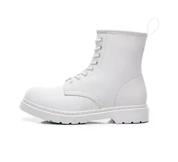 Bílé Ženy Martins Kožené boty High Top Módní Teplé Zimní Snow boty Dr. Motocykl Kotníkové Boty Pár Unisex Doc boty 46