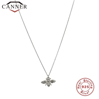 CANNER Real 925 Sterling Silver IN Hmyzu Včela Náhrdelník Kulatý náhrdelník Náhrdelník Pro Ženy Klíční kost Řetěz Jemné Šperky collares