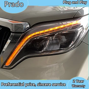Car styling pro Toyota-2017 Prado LED světlomet LED DRL Hid Lampy Angel Eye Bi-Xenonové dvojitý paprsek světlometů Příslušenství