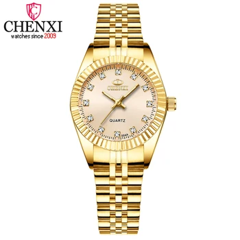 CHENXI Luxusní Ženy Hodinky Dámské Módní Quartz Hodinky Pro Ženy Zlaté Nerezové Oceli Náramkové hodinky Příležitostné Ženy Hodiny xfcs