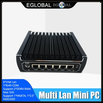 Core i5 7200U i3 7100U bez ventilátoru Pfsense Mini PC 6*Intel Gigabit Lan Win10 Linux AES-NI Firewall, Síť, Router, DHCP, VPN Server