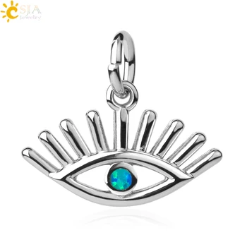 CSJA Devil Eye Blue Opal Kovové Přívěsky na Náramky, Náhrdelníky Náhrdelník Micro Vykládané Zirkony Ženské DIY Výrobu Šperků Zjištění F486