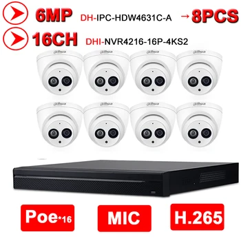 Dahua NVR Kit 6MP 16+8 Bezpečnostní CCTV kamery 8KS 6MP IP Kamera IPC-HDW4631C-16POE 4K NVR NVR4216-16P-4KS2 Dozoru Securit