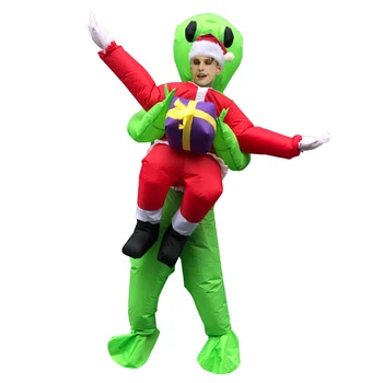 Dospělý Zelený Mimozemšťan Nafukovací Kostým Halloween Cosplay Kostýmy Děti UFO Santa Claus Disfraz Vánoční Večírek Roli Hrát Šaty
