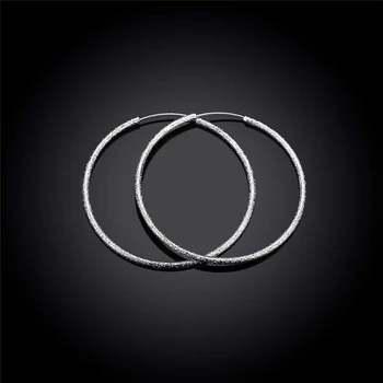 DOTEFFIL 925 Sterling Silver Křoviny Matné Kulatý Kruh 50 mm Velké Hoop Náušnice pro Ženy Evropské Módy Šperky Dárek Hot Prodej