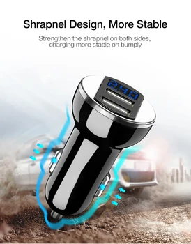 Dual USB Nabíječka do Auta Adaptér LED Digitální Napětí/Proud Zobrazení Auto Vozidlo Telefonu Nabíječka Pro Chytrý Telefon/Tablet, iPhone X 7 11