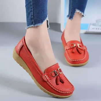 Dámské boty 2019 letní matka boty ženy byty měkké spodní originální kožené dámské boty, baletní ploché boty tenisky njk98