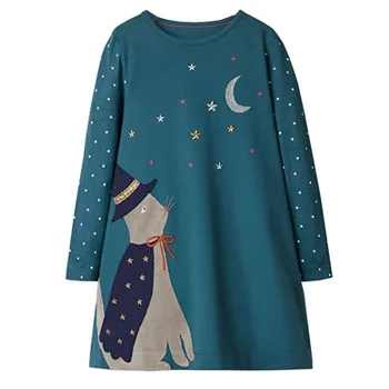 Dívka princezna šaty pro 2-7T dětské oblečení karikatura podzimní zimní dětské oblečení bavlněné dívčí šaty, dětské šaty
