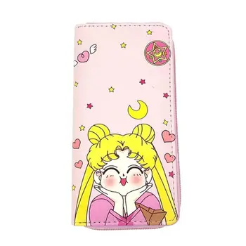 Dívky Sailor Moon PU Kožené Peněženky Ženy Dlouhý Zip Mince Peněženky Spojka Design Peněženky Ženy Peníze Držitel Kreditní Karty
