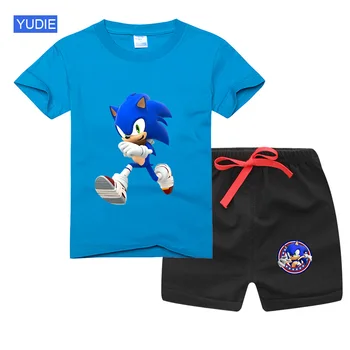 Dětské Oblečení Obleky Létě Roku 2020 T-Shirt+Krátké Kalhoty Tollder Baby Set, Chlapci Příležitostné Dětské Oblečení Sonic T Shirt Cool Top Módní
