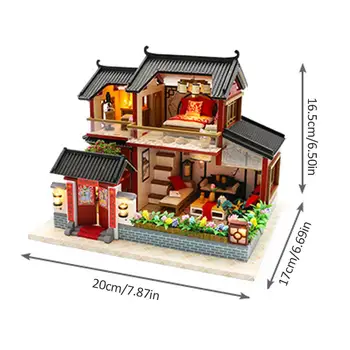 Dřevěné Děti Miniaturní Domeček pro panenky, Hračky, Děti DIY Doll House Model Dítě Ruční Montáž Dřevěné Chatrči, Japonsko, Styl, Narozeniny, Dar, Hračka