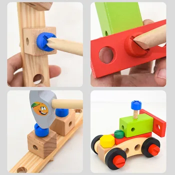 Dřevěné Multifunkční Nástroj Pro Údržbu Set Box Dřevěná Hračka Baby Matice Kombinace Vzdělávací Hračky, Dárky