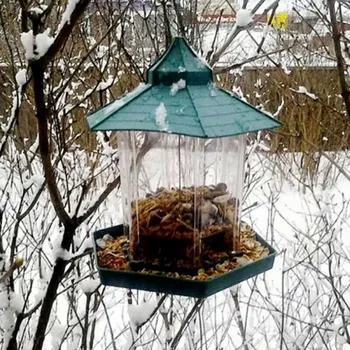 Dřevěné Nové Horké Divoký Ptačí Krmítko Venkovní Ptačí Krmítka Jídlo Kontejner Visí Altán Krmítko Pro Zahradní Dekorace #15