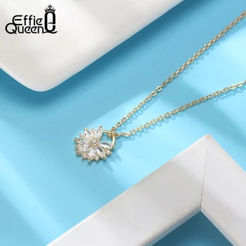 Effie Královna Skutečné S925 Silver Flower Design Přívěsek Náhrdelníky pro Ženy s CZ AAAA Zirkon Šperky Svatební Party Dárky KSN232