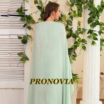 Elegantní Marocké Kaftan Světle Zelené Večerní Kaftan Šaty 2020 Nášivky Šifon-Line Dubaj Muslimské Formální Party Šaty