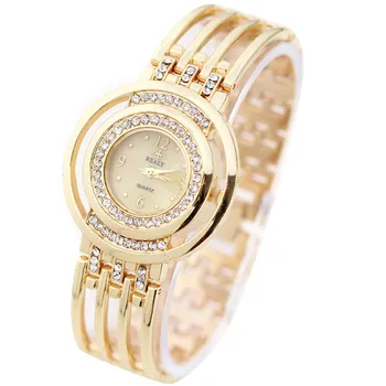 Elegantní Nádherné Náramkové Hodinky Odolné proti nárazu Náramek Hodinky Duté Kapela Ženy Hodinky Luxusní Quartz Náramkové hodinky pro Ženy