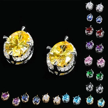 Elegantní Žena Rainbow Crystal šperky Kouzlo Zlaté Stříbrné Barvě Malé Náušnice Luxusní Oválné Zirkony Svatební Náušnice Pro Ženy